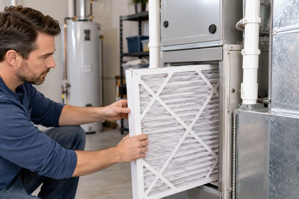 Replacing a home HVAC air filter