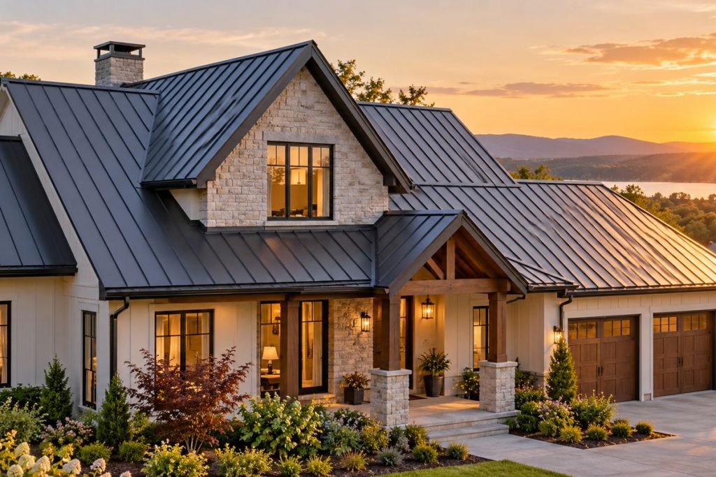 Modern home with a metal roof