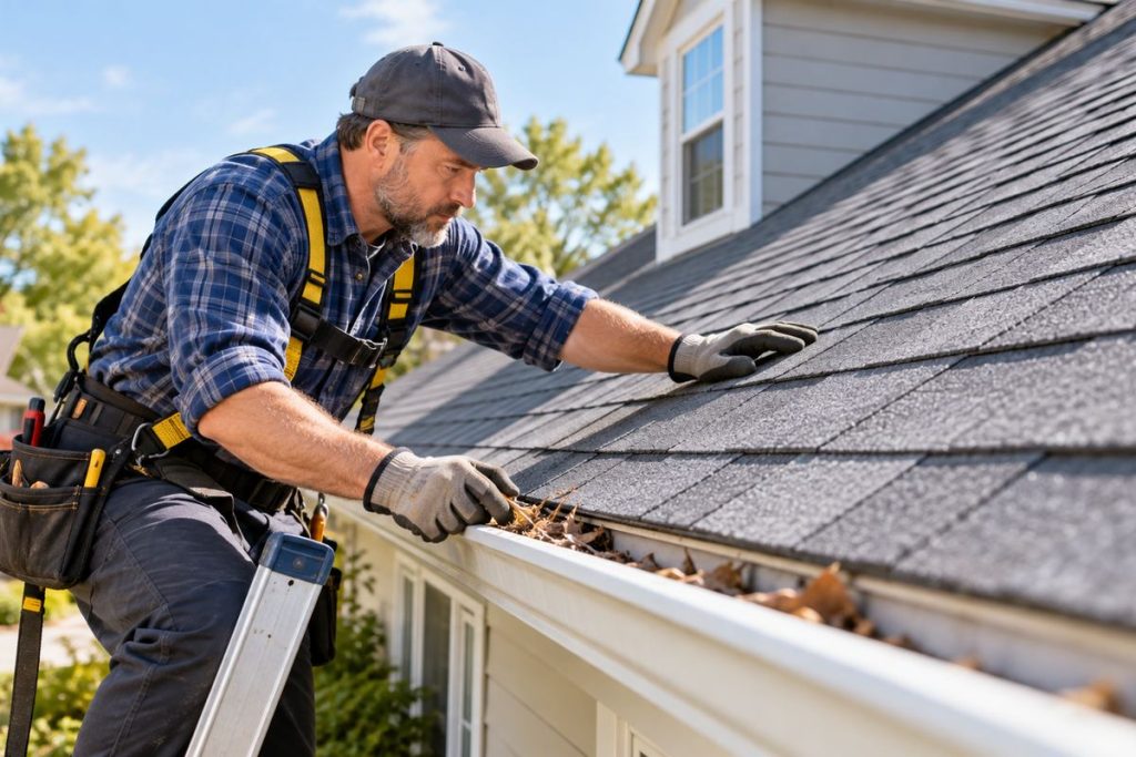 Roof and gutter maintenance inspection