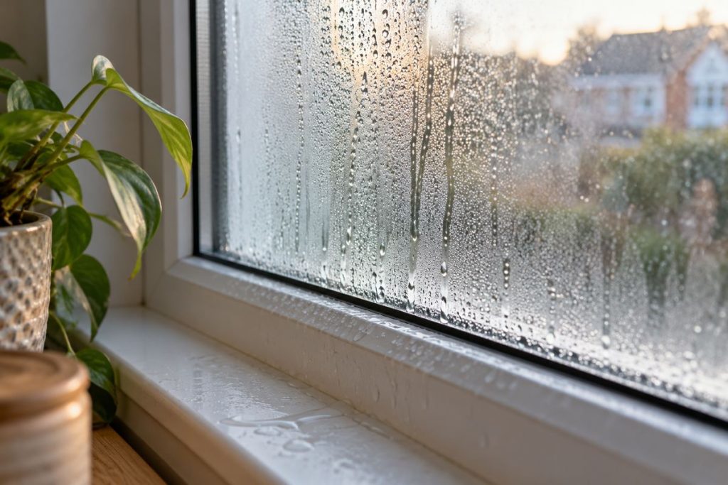 Condensation forming on a home window