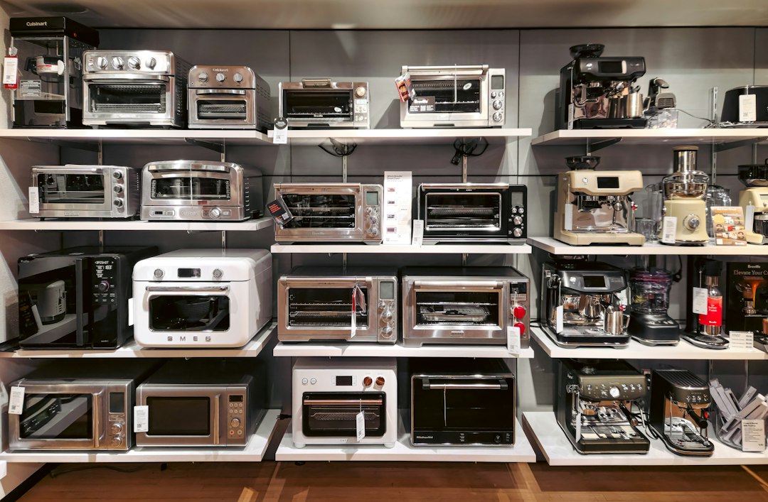 Kitchen appliances displayed in a retail store