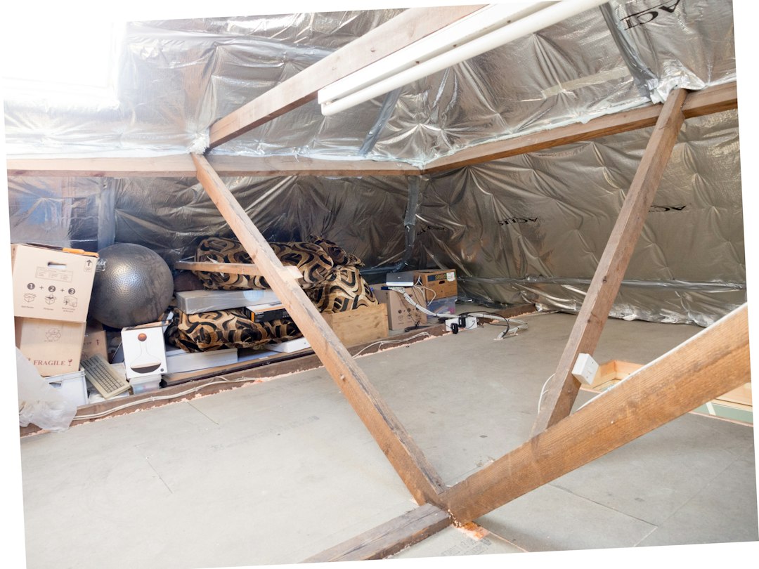 Residential attic ductwork for HVAC duct leak guide
