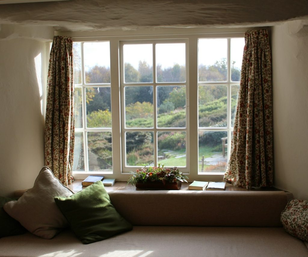 Residential window with curtains