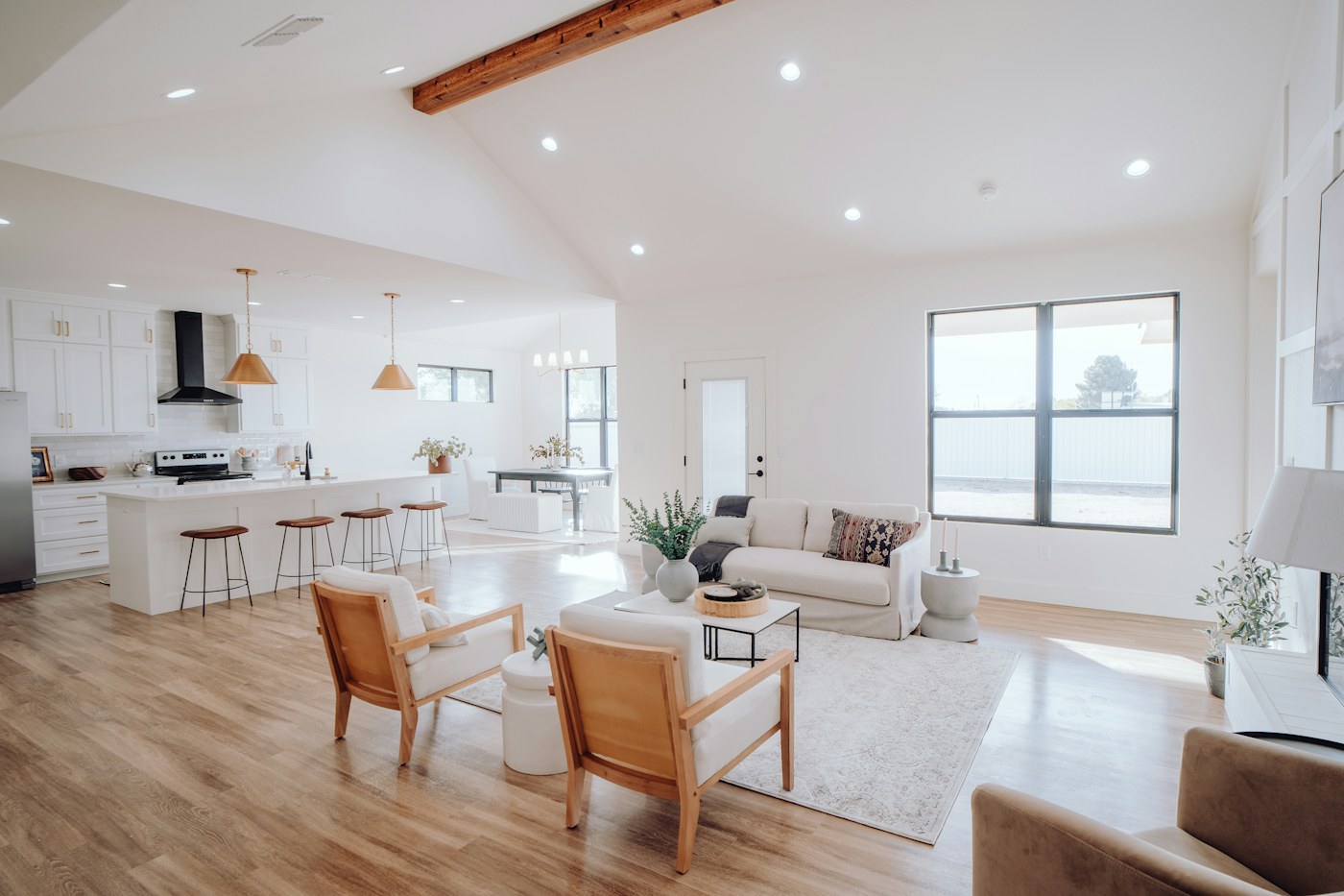 Bright living room with modern finished flooring