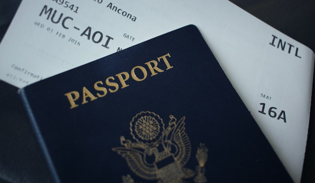 Passport booklet with travel documents