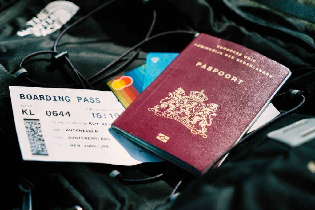 Passport and boarding pass prepared for travel