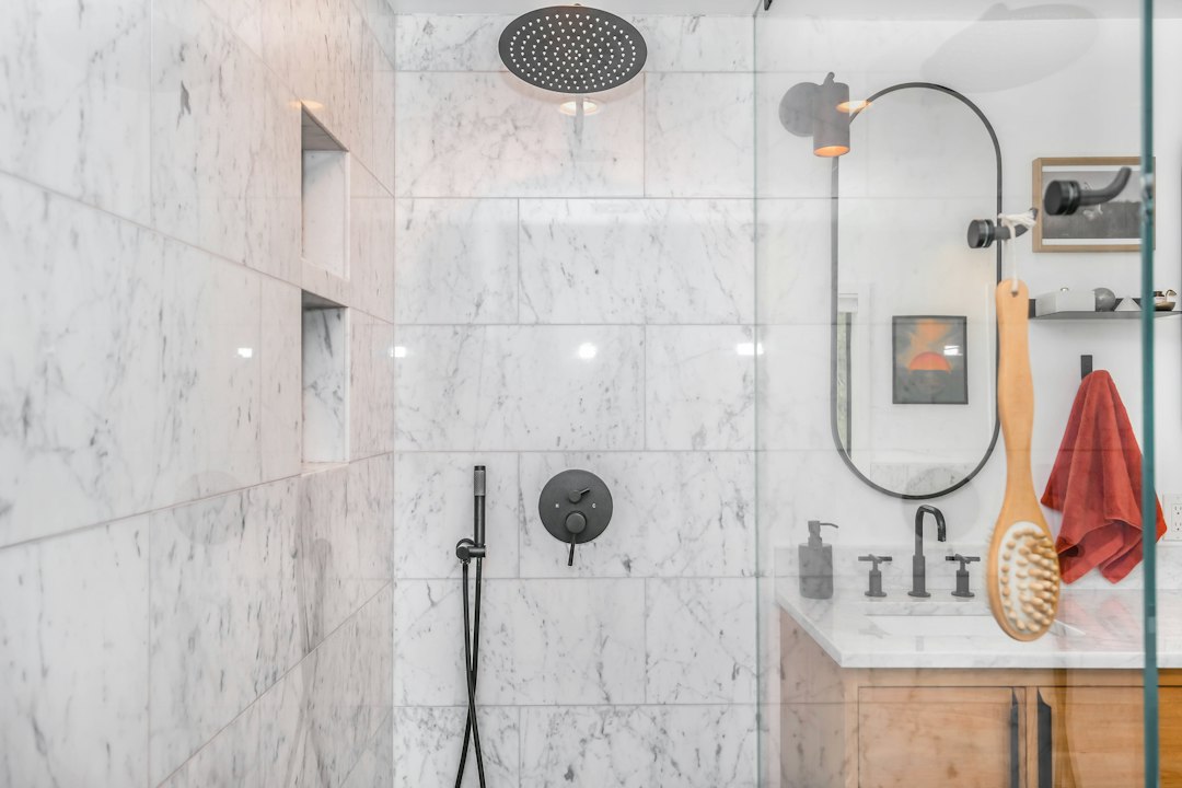 Modern bathroom with shower fixture