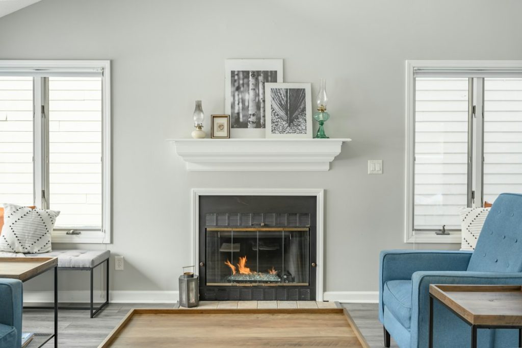 Living room windows with interior shades